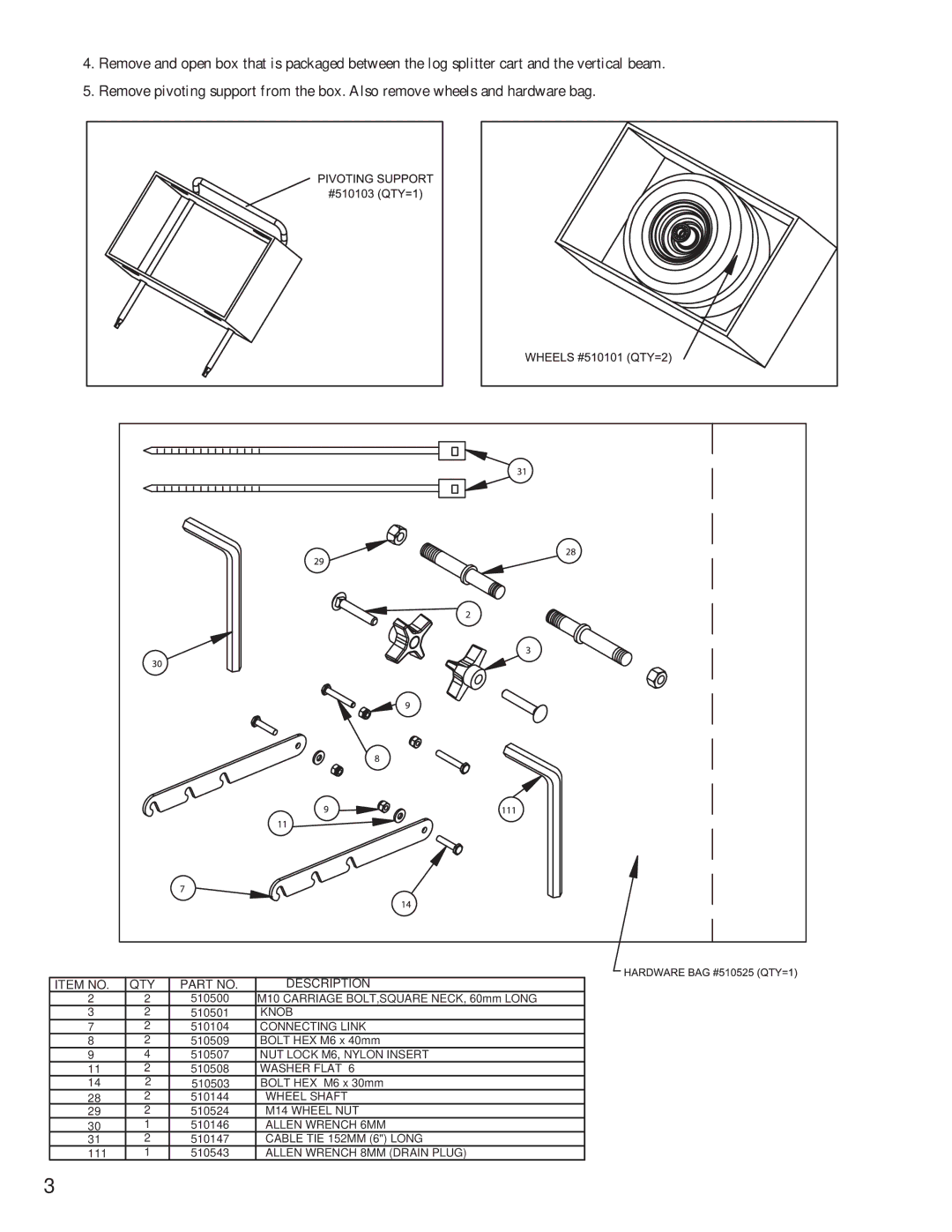 Little Wonder 5000 owner manual Item no QTY Description 