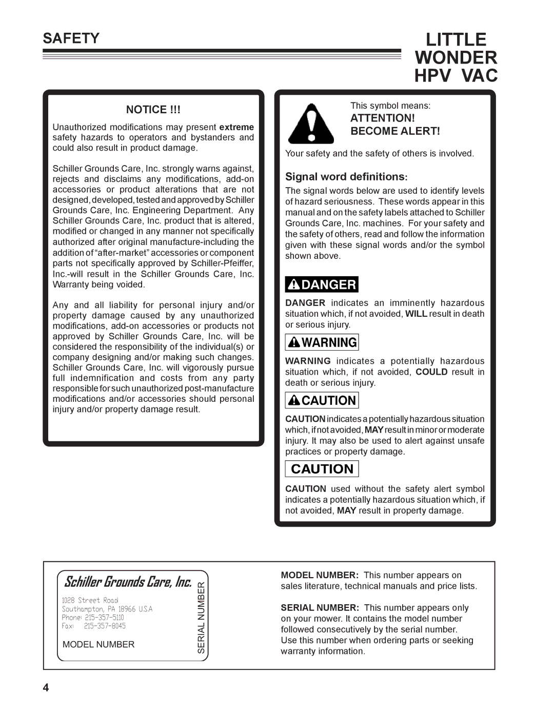 Little Wonder 5612-00-01 manual Safety, Become Alert 