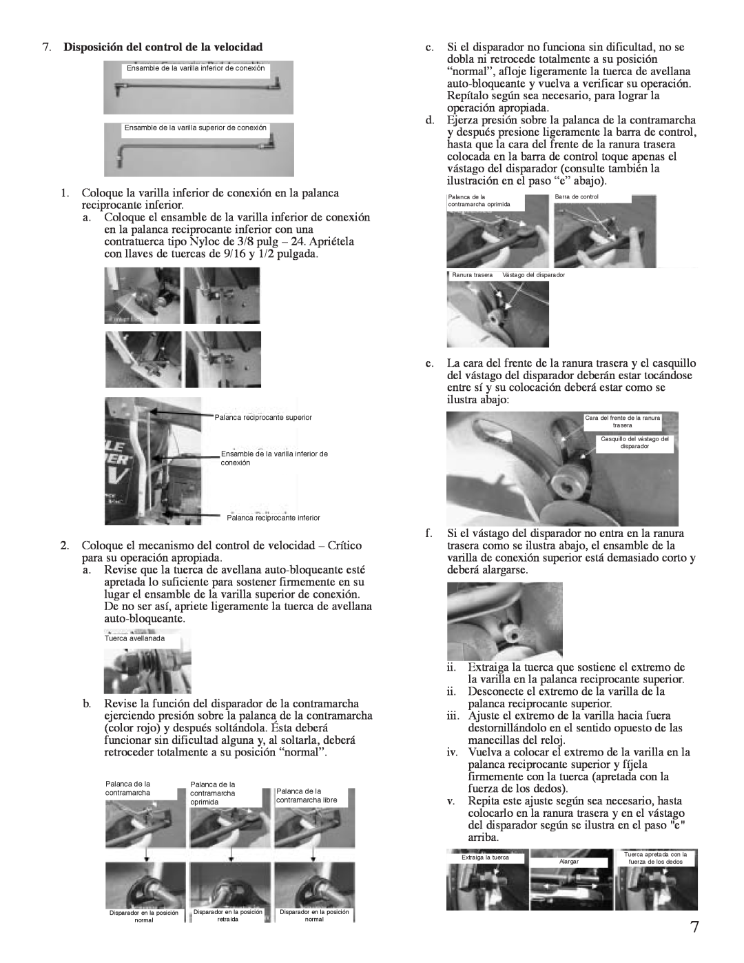 Little Wonder 5631, 5621 manual Disposición del control de la velocidad 