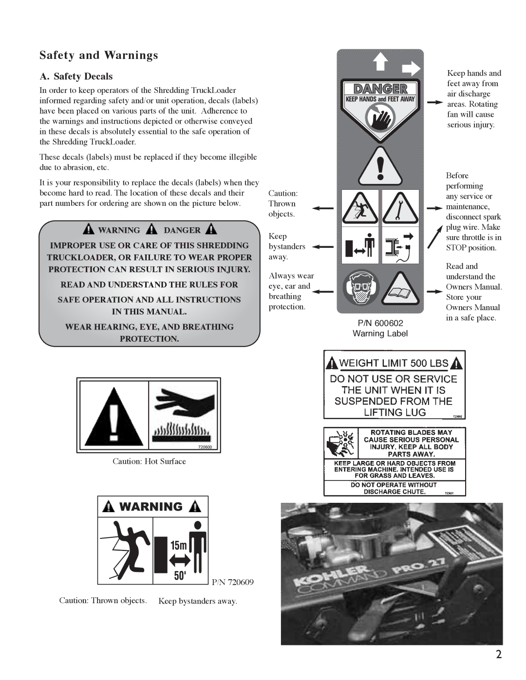 Little Wonder 8221, 8271 manual Safety and Warnings, Safety Decals 