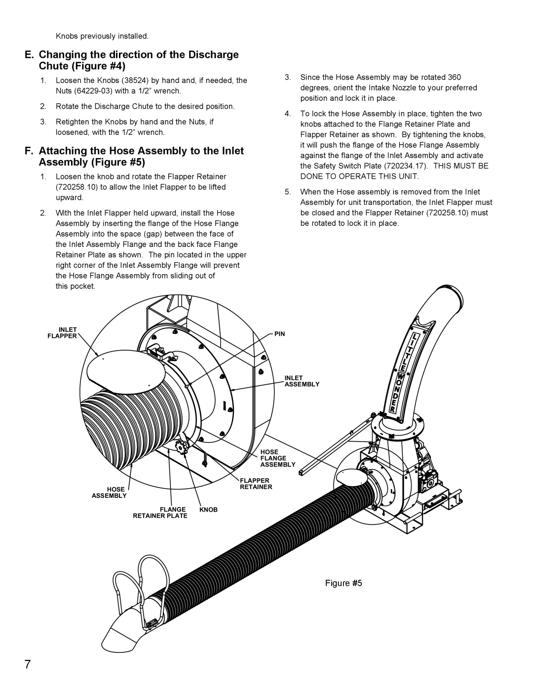 Little Wonder 8271, 8221 manual Changing the direction of the Discharge Chute Figure #4 