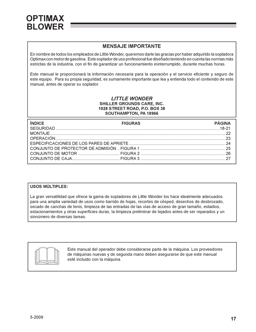 Little Wonder 9131-00-01 technical manual Mensaje Importante, Usos Múltiples 