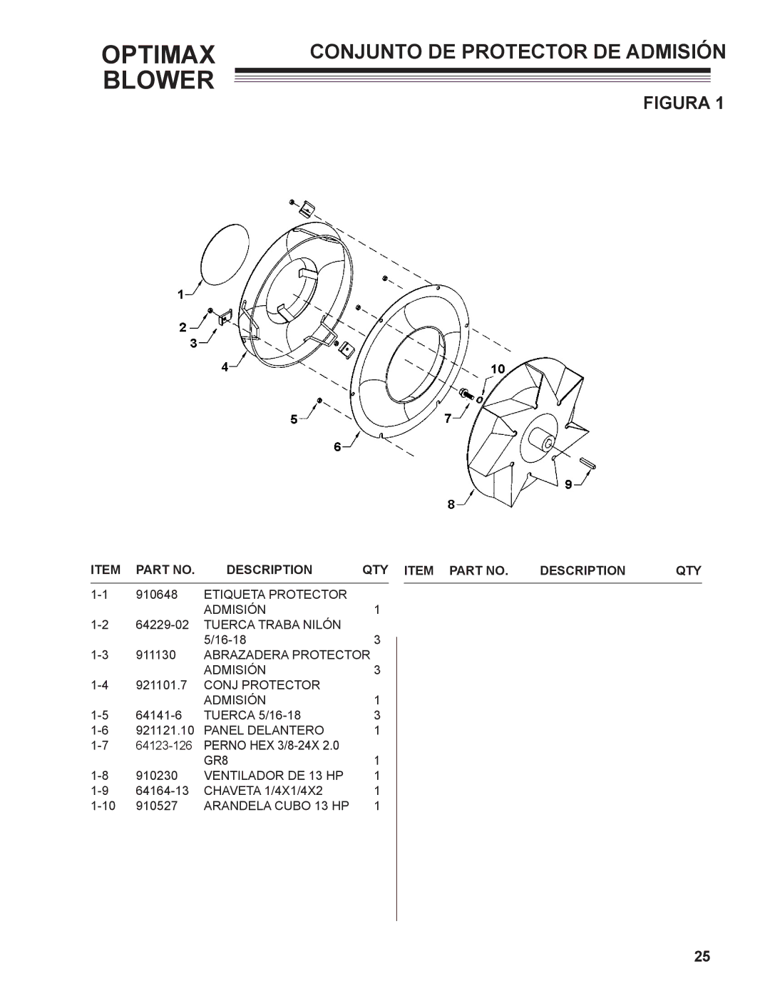 Little Wonder 9131-00-01 technical manual Conjunto DE Protector DE Admisión, Figura 