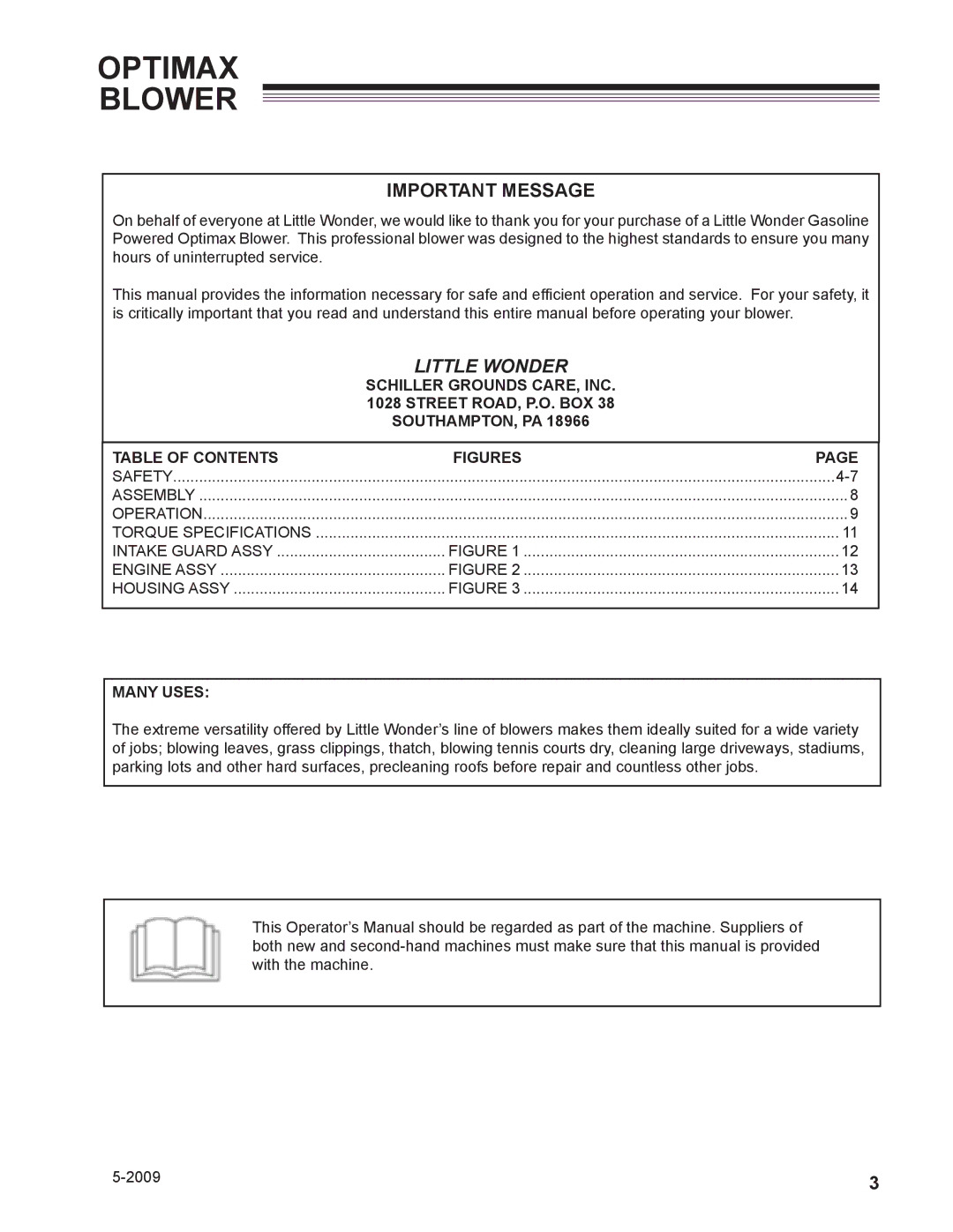 Little Wonder 9131-00-01 technical manual Important Message, Many Uses 