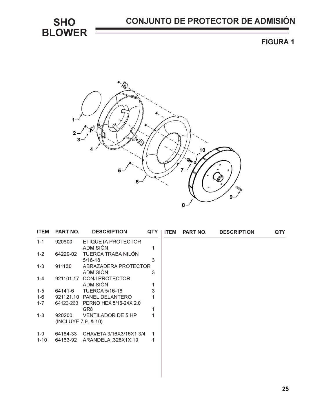 Little Wonder 9502-00-01 technical manual Conjunto DE Protector DE Admisión, Figura 