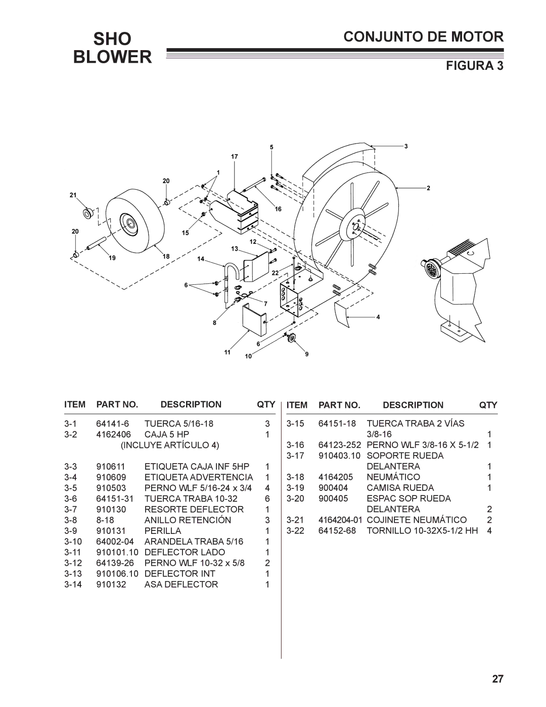 Little Wonder 9502-00-01 technical manual Caja 5 HP Incluye Artículo 