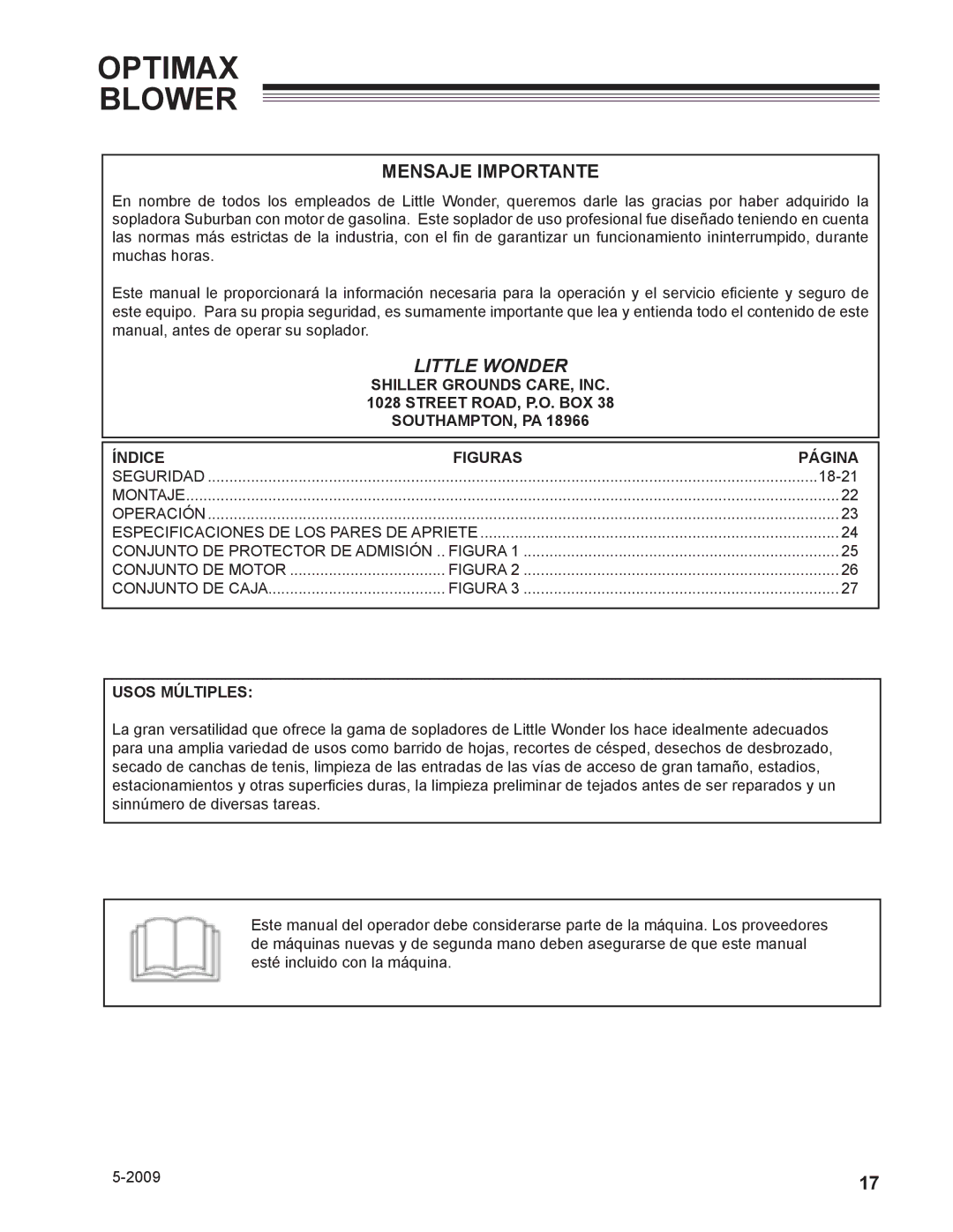 Little Wonder LB601-00-01 technical manual Mensaje Importante, Usos Múltiples 