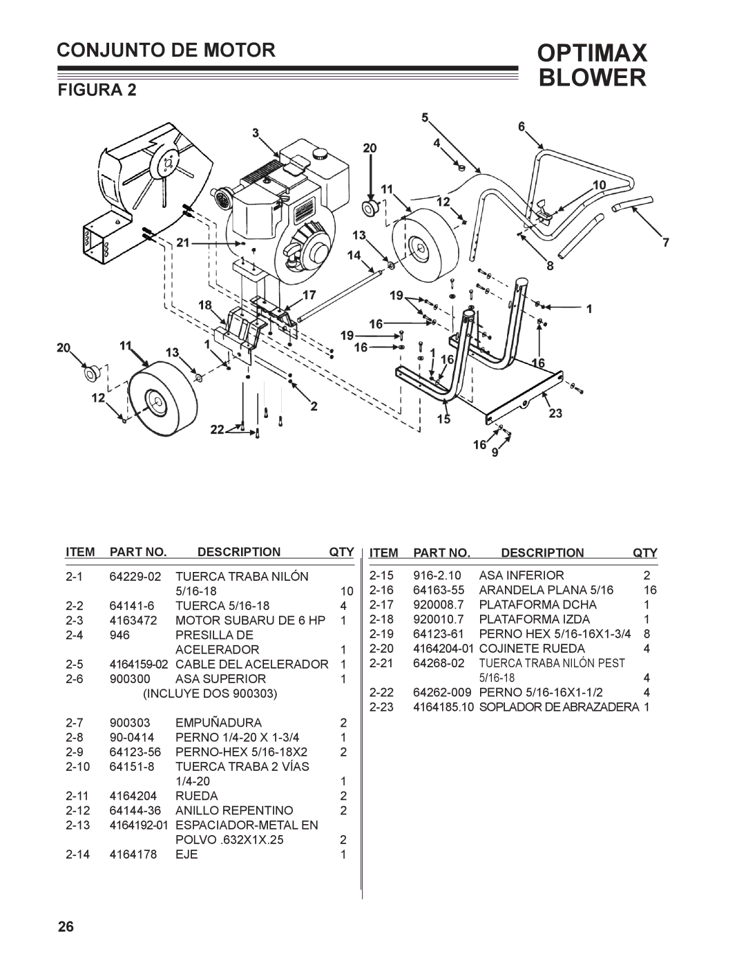 Little Wonder LB601-00-01 technical manual Conjunto DE Motor, Cojinete Rueda 