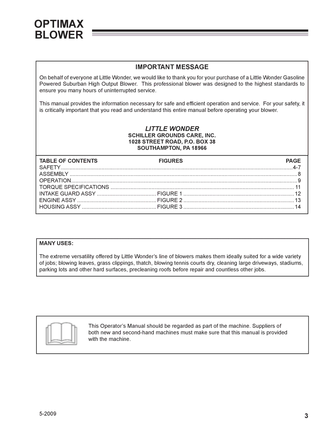 Little Wonder LB601-00-01 technical manual Important Message, Many Uses 