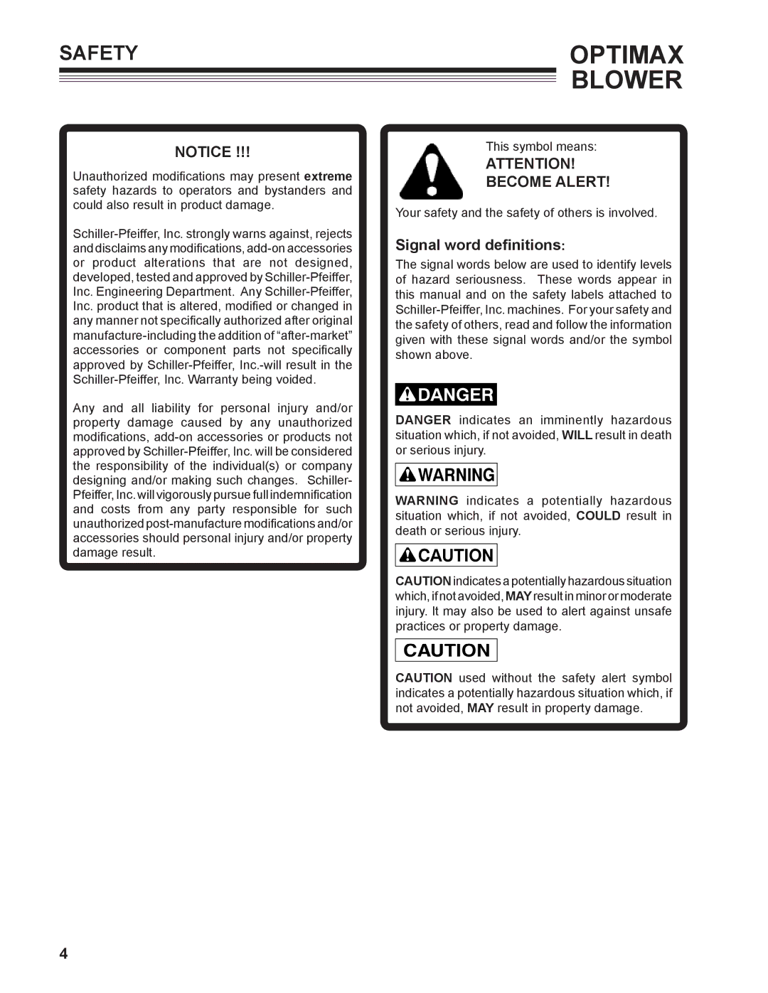 Little Wonder LB601-00-01 technical manual Safety, Become Alert, Signal word definitions 