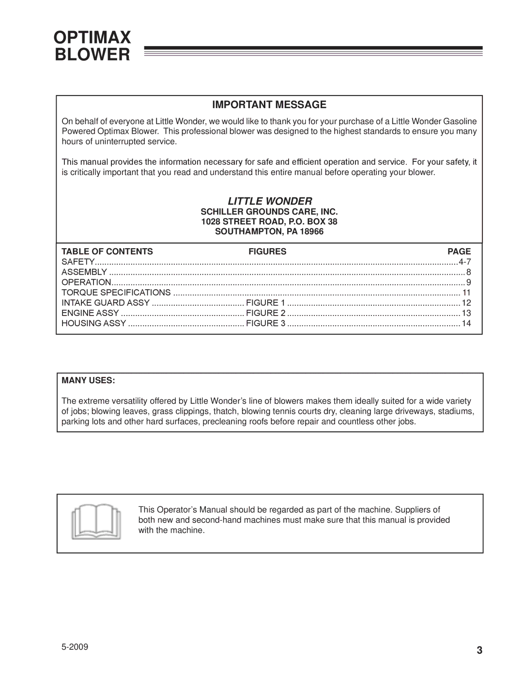 Little Wonder LB900-00-01 technical manual Important Message, Many Uses 