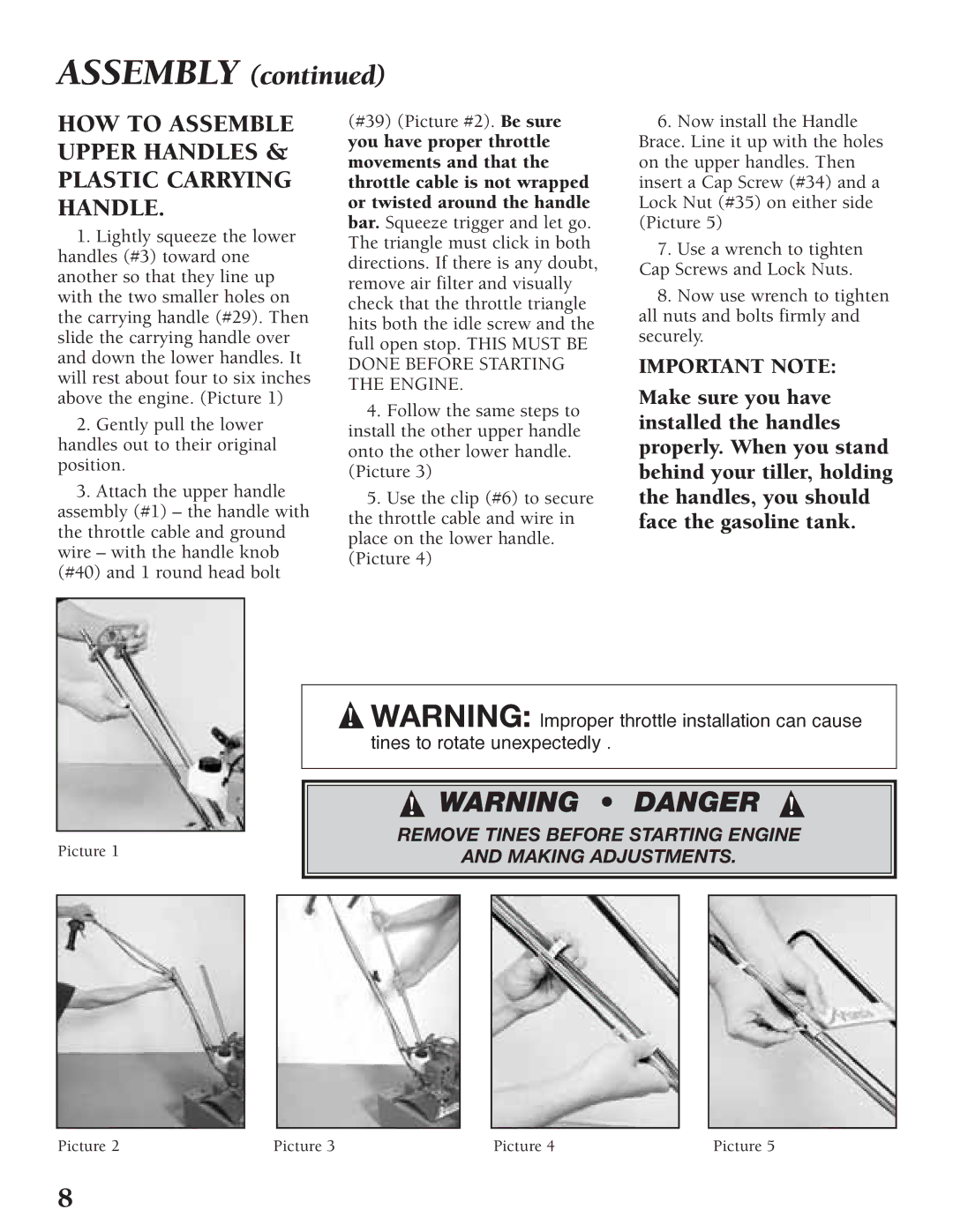 Little Wonder Tiller/Cultivator owner manual HOW to Assemble Upper Handles & Plastic Carrying Handle 