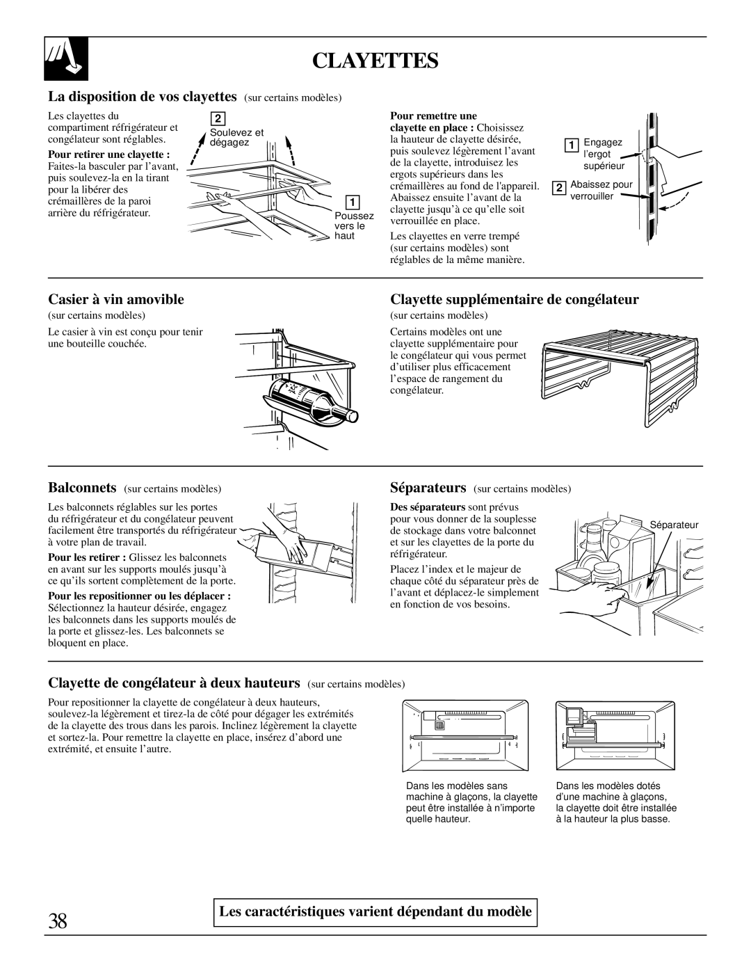 LivinBox Storage Products Co 19, 18, 21, 25, 24, 22 warranty Clayettes, La disposition de vos clayettes sur certains modèles 