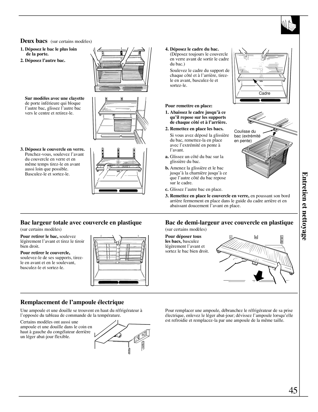 LivinBox Storage Products Co 25, 18 Nettoyage, Bac largeur totale avec couvercle en plastique, Remettez en place les bacs 