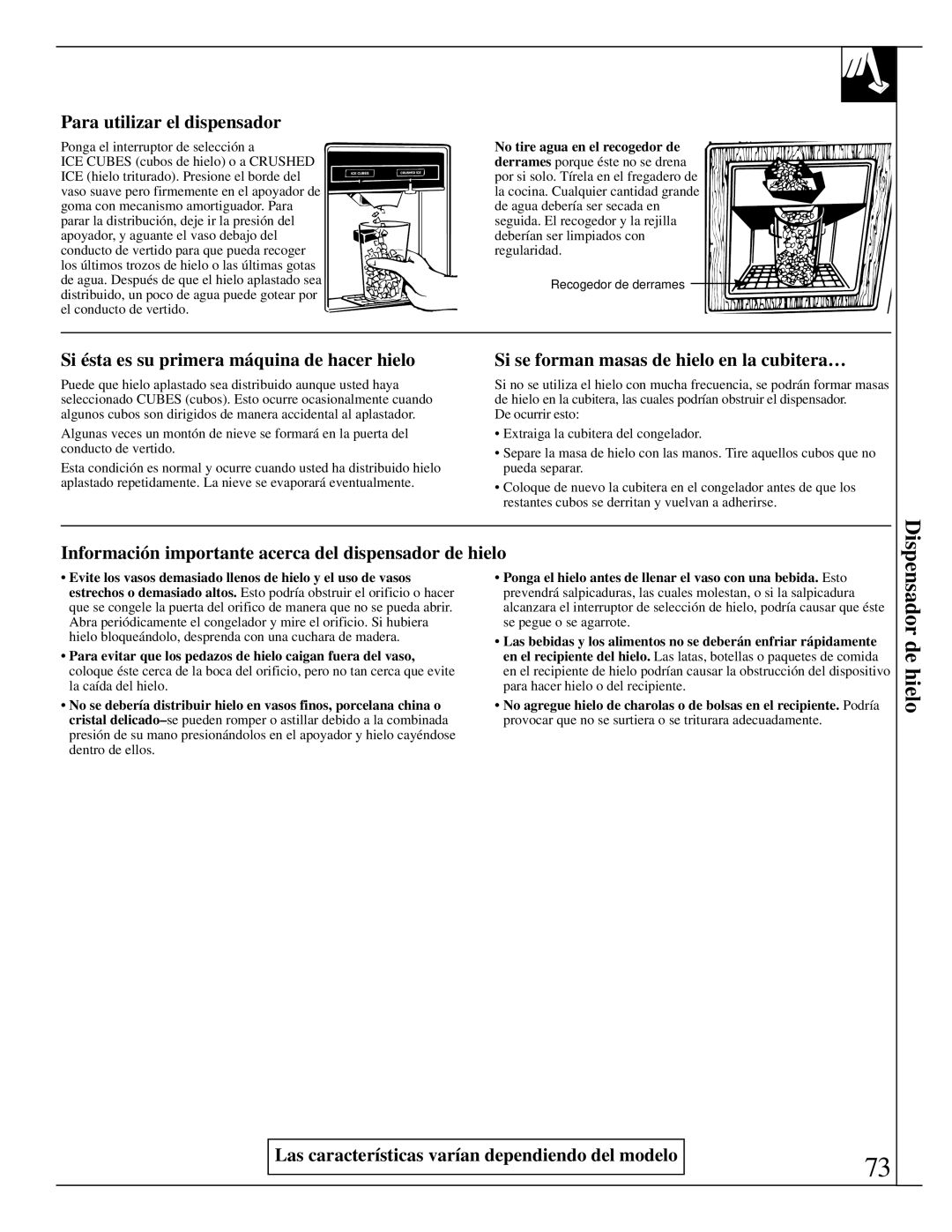 LivinBox Storage Products Co 21, 18 Para utilizar el dispensador, Información importante acerca del dispensador de hielo 