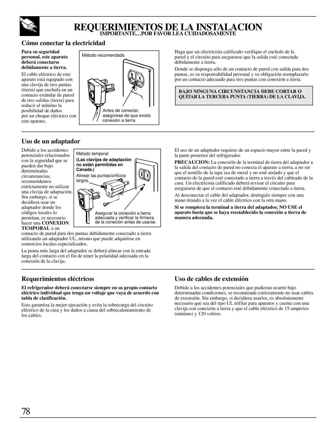 LivinBox Storage Products Co 18, 21 Requerimientos DE LA Instalacion, Cómo conectar la electricidad, Uso de un adaptador 