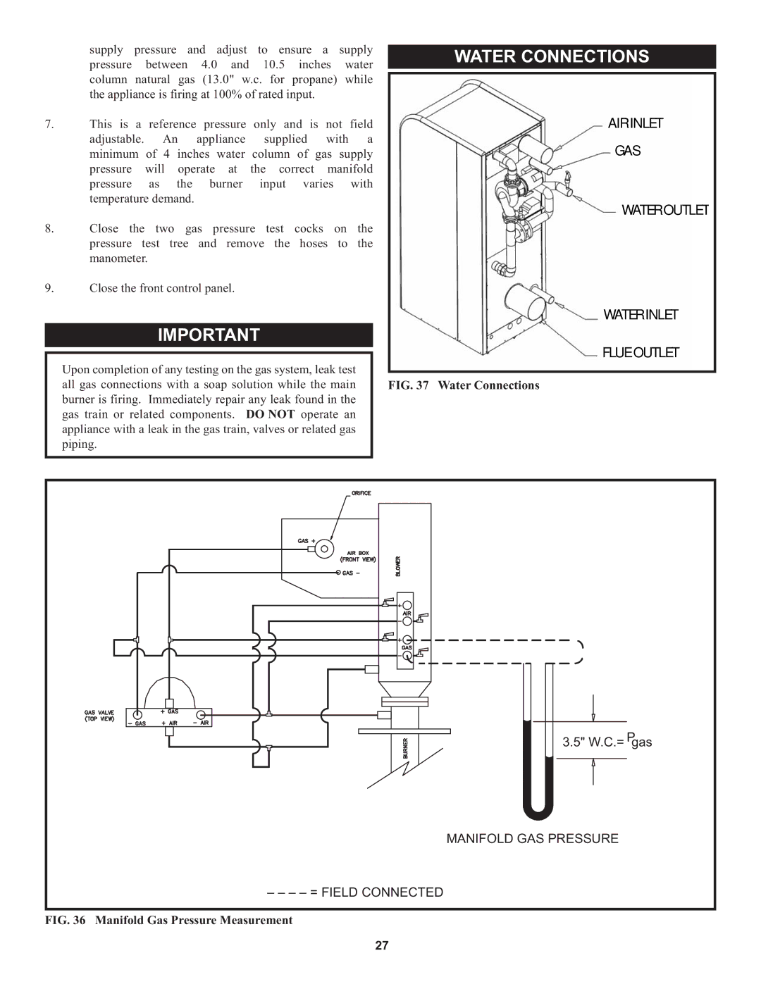 Lochinvar 1, 000 through 2 warranty Water Connections 