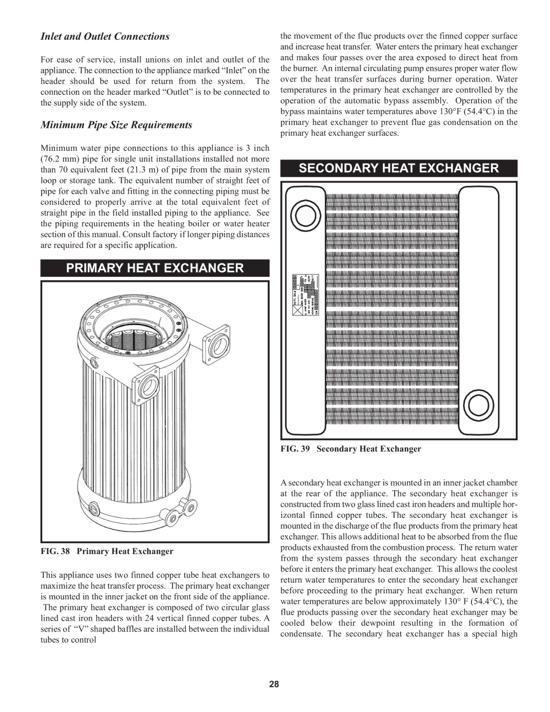 Lochinvar 000 through 2, 1 warranty Secondary Heat Exchanger Primary Heat Exchanger, Inlet and Outlet Connections 