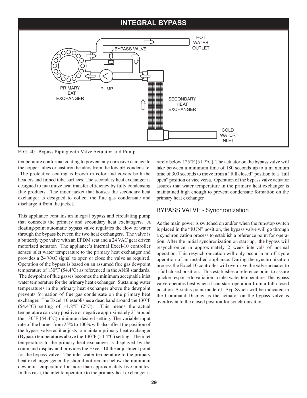 Lochinvar 1, 000 through 2 warranty Integral Bypass, Bypass Valve Synchronization 