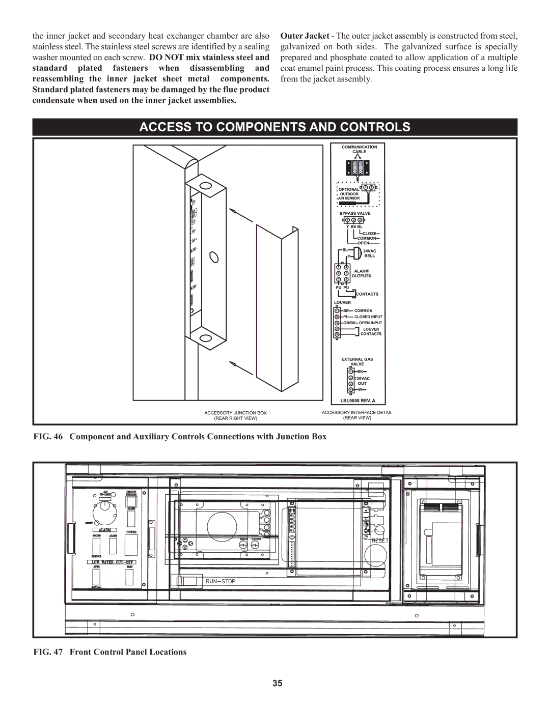 Lochinvar 1, 000 through 2 warranty Access to Components and Controls, Front Control Panel Locations 