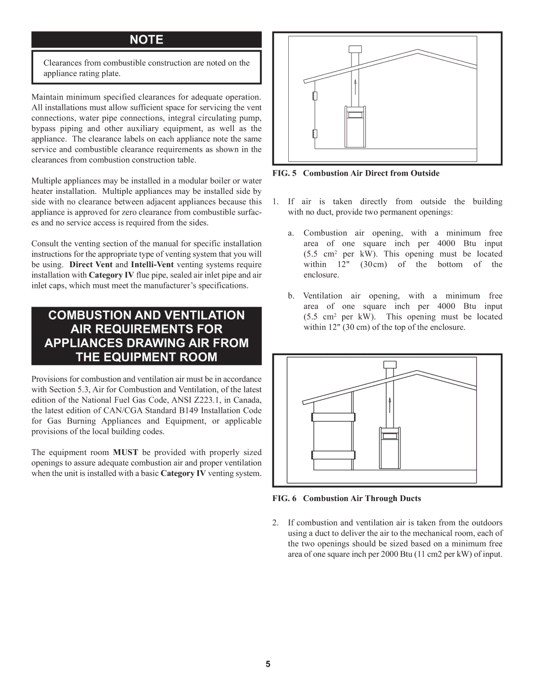 Lochinvar 1, 000 through 2 warranty Combustion Air Direct from Outside 