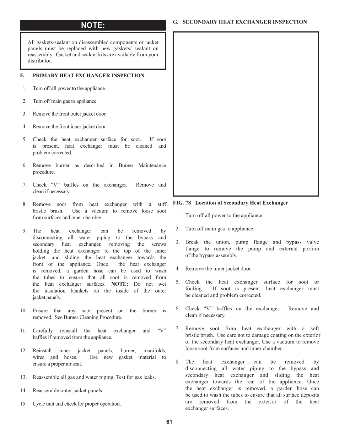 Lochinvar 000 through 2, 1 warranty Secondary Heat Exchanger Inspection 