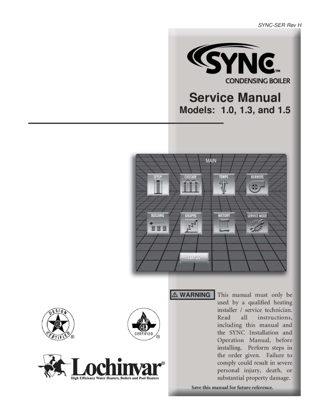 Lochinvar service manual Models 1.0, 1.3 