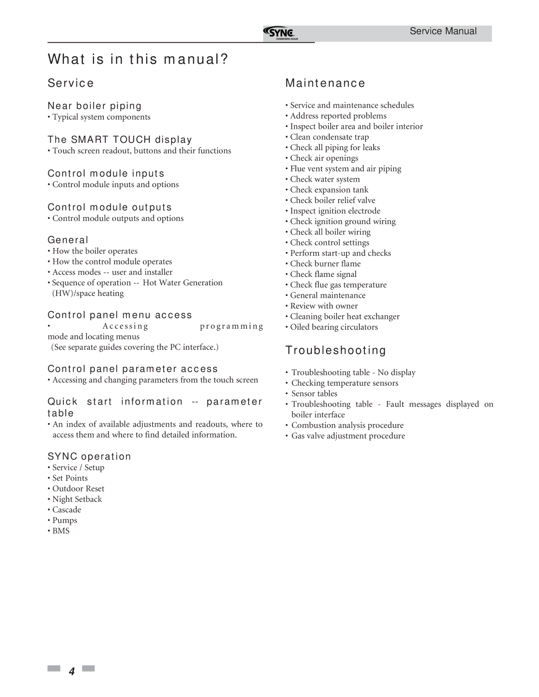 Lochinvar 1.3 service manual Service, Maintenance, Troubleshooting 