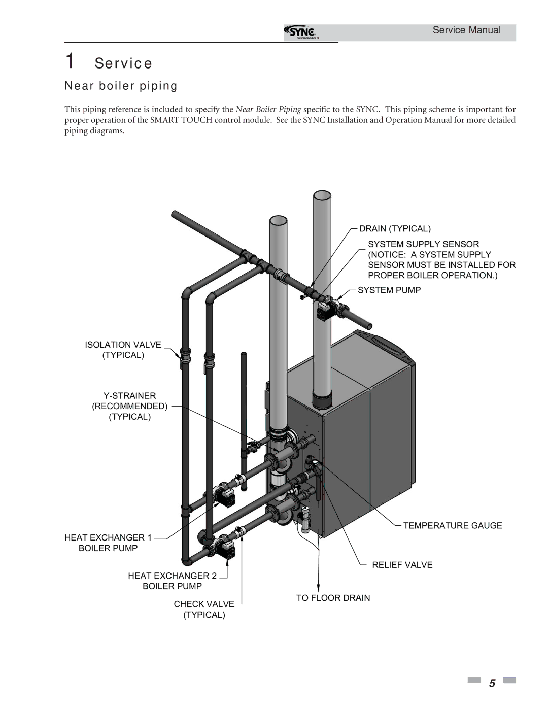 Lochinvar 1.3 service manual Service, Near boiler piping 