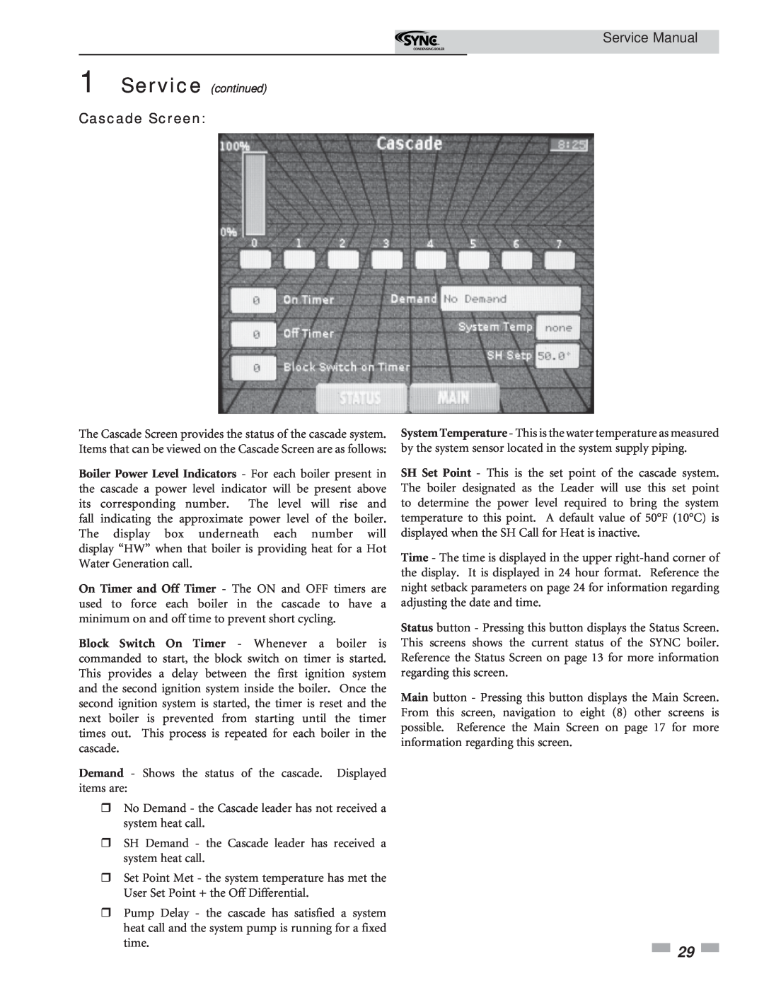 Lochinvar 1.3 service manual Service Manual, Cascade Screen 