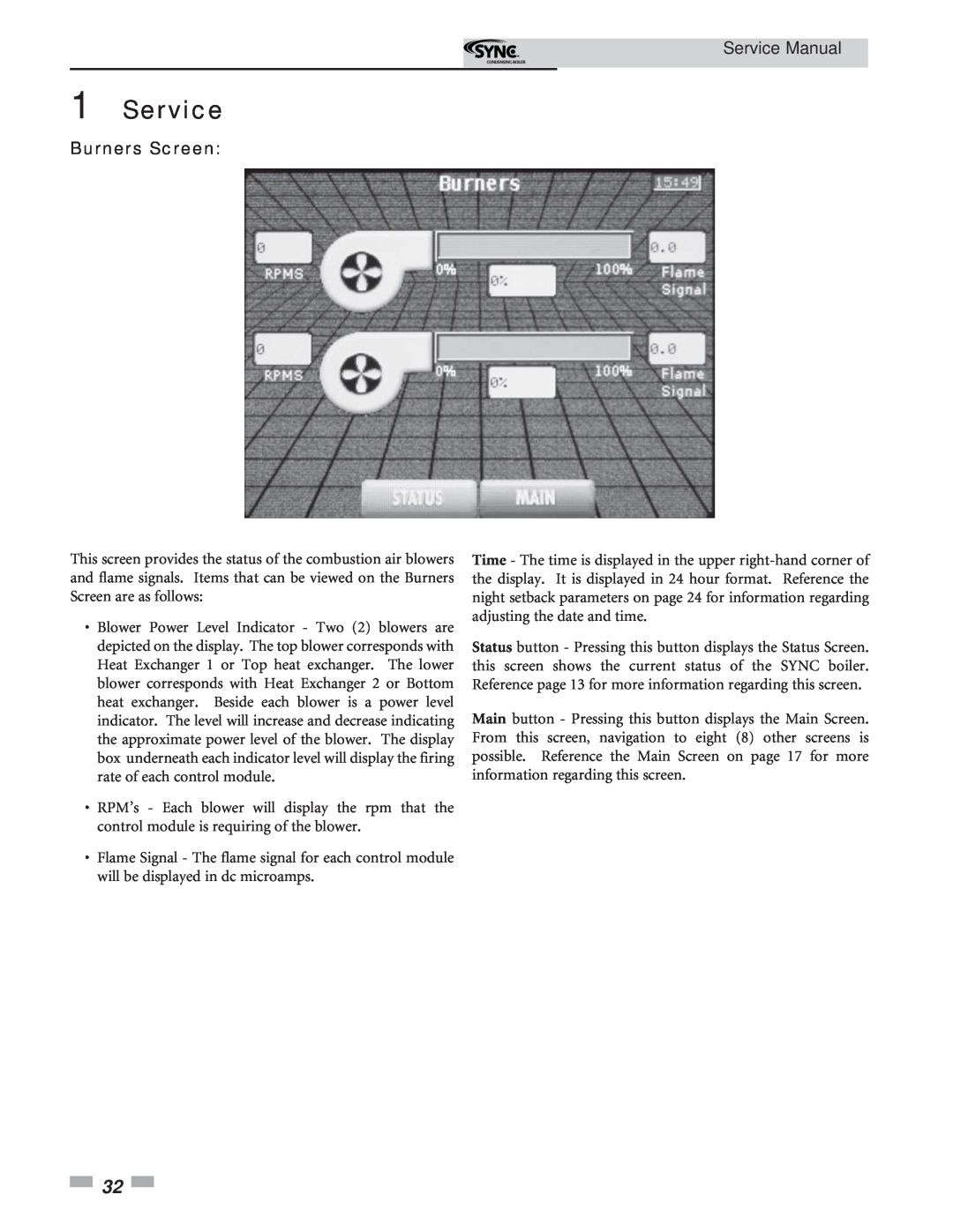 Lochinvar 1.3 service manual Service Manual, Burners Screen 
