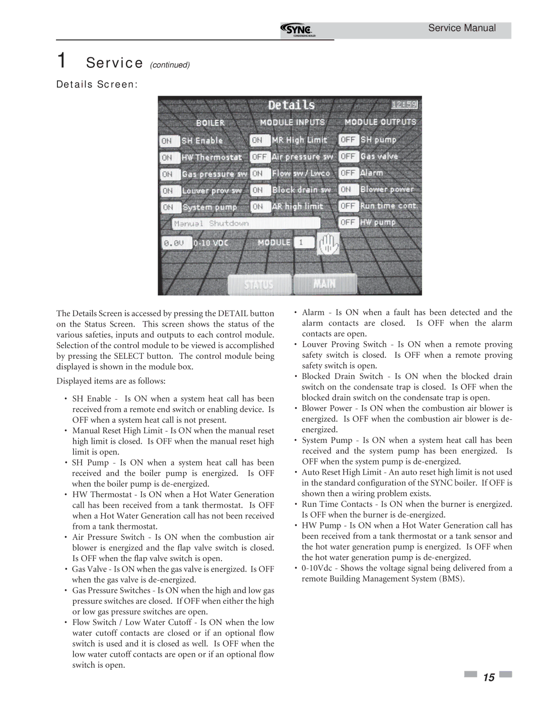 Lochinvar 1 service manual Details Screen 