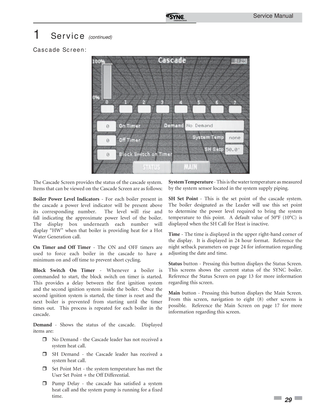 Lochinvar 1 service manual Cascade Screen 