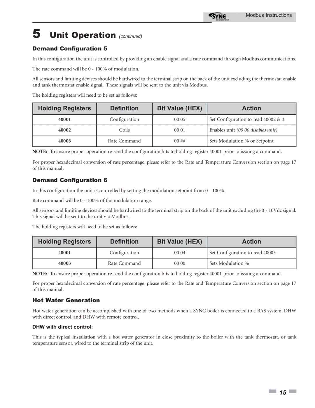 Lochinvar 1.0- 1.3- 1.5 operation manual Hot Water Generation, DHW with direct control 