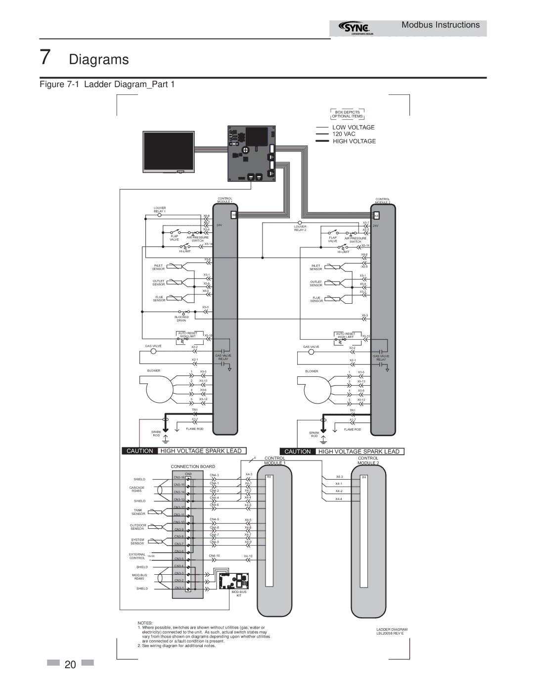Lochinvar 1.0- 1.3- 1.5 operation manual Diagrams, LOW Voltage 120 VAC High Voltage 