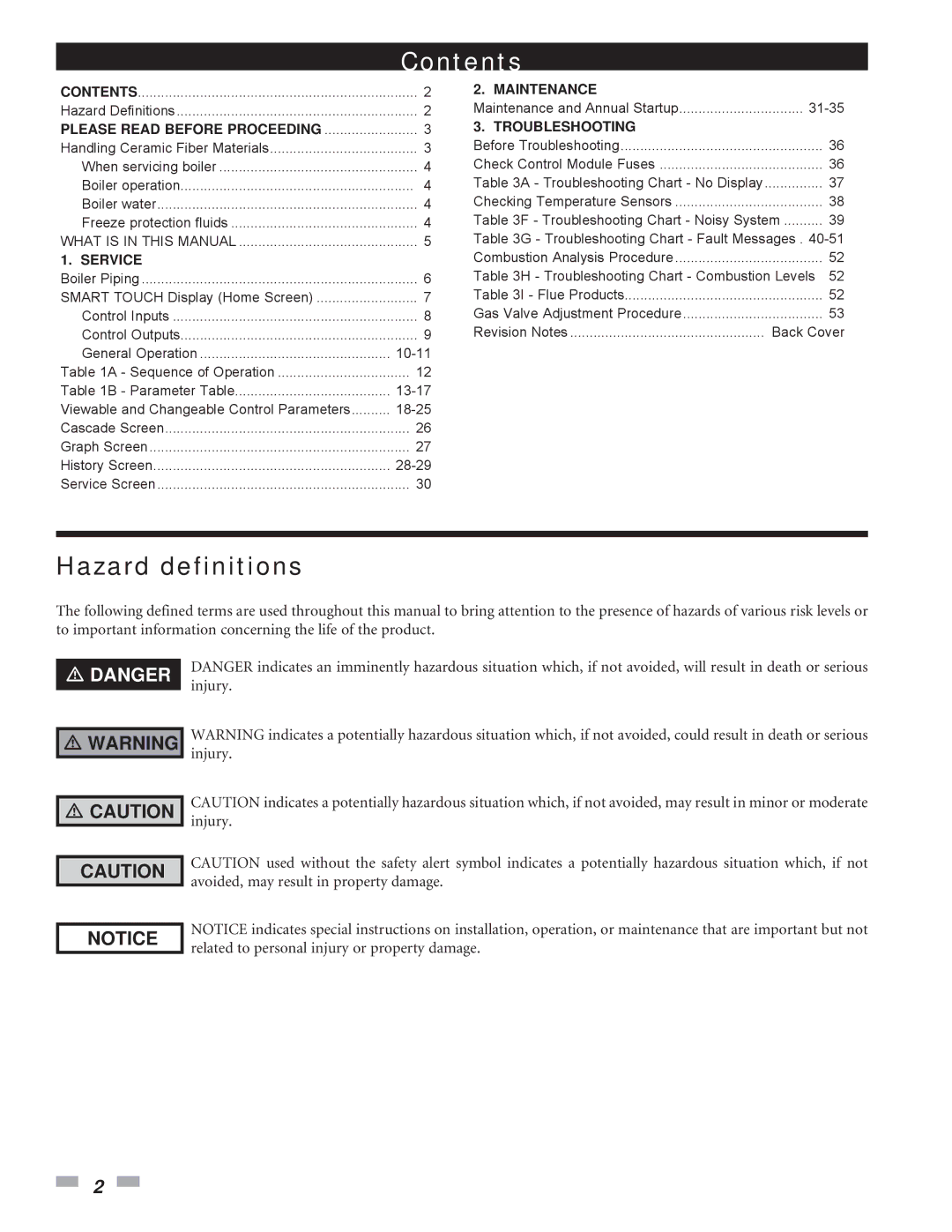 Lochinvar 1.5, 3.5, 2.5 service manual Contents 