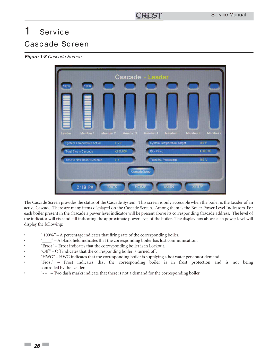 Lochinvar 3.5, 1.5, 2.5 service manual Service Cascade Screen, 8Cascade Screen 