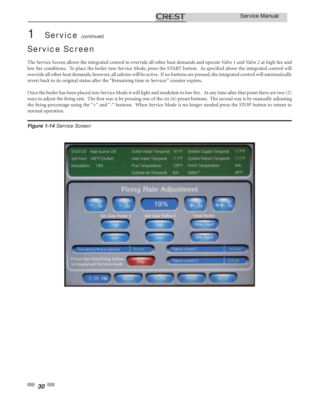 Lochinvar 1.5, 3.5, 2.5 service manual 14Service Screen 