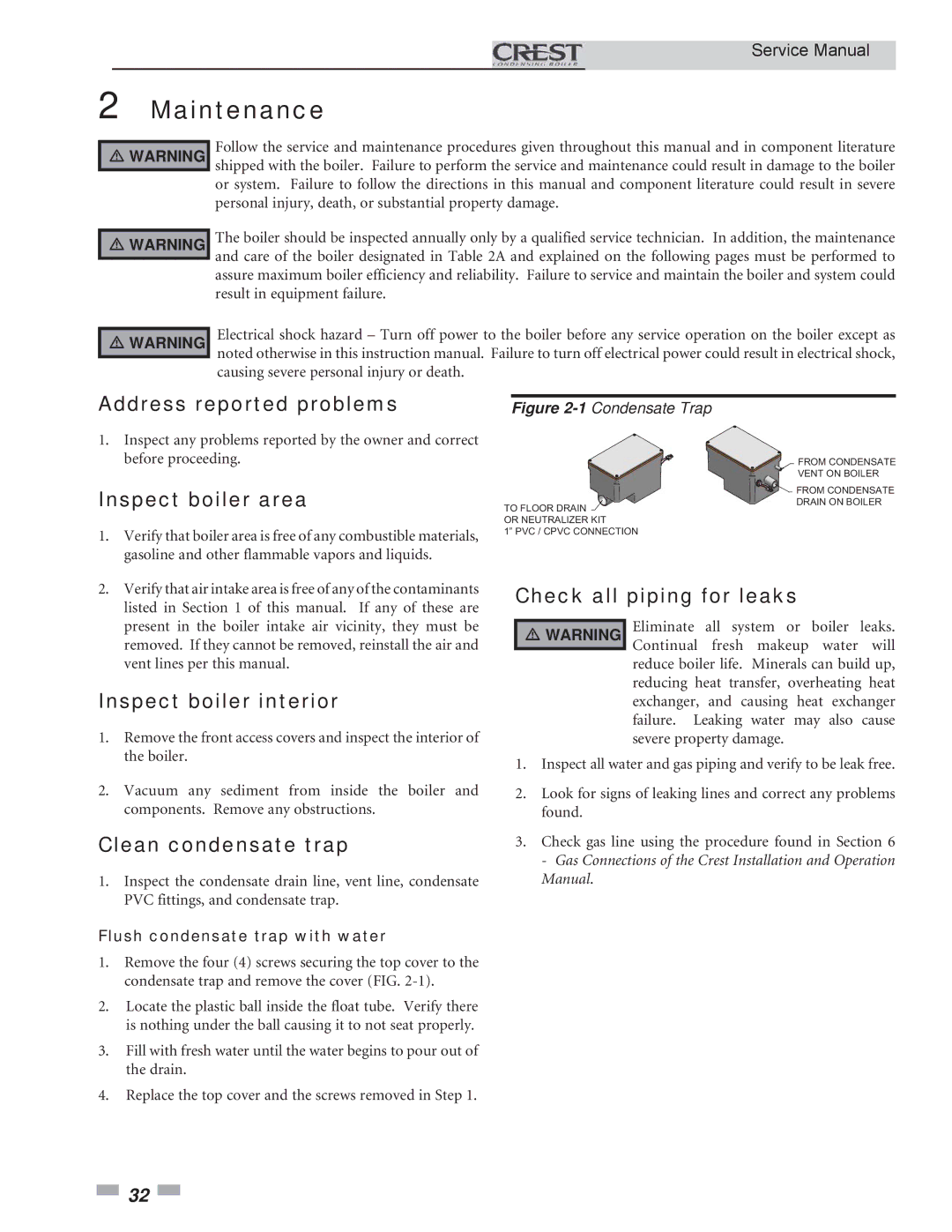 Lochinvar 1.5, 3.5, 2.5 service manual Maintenance 