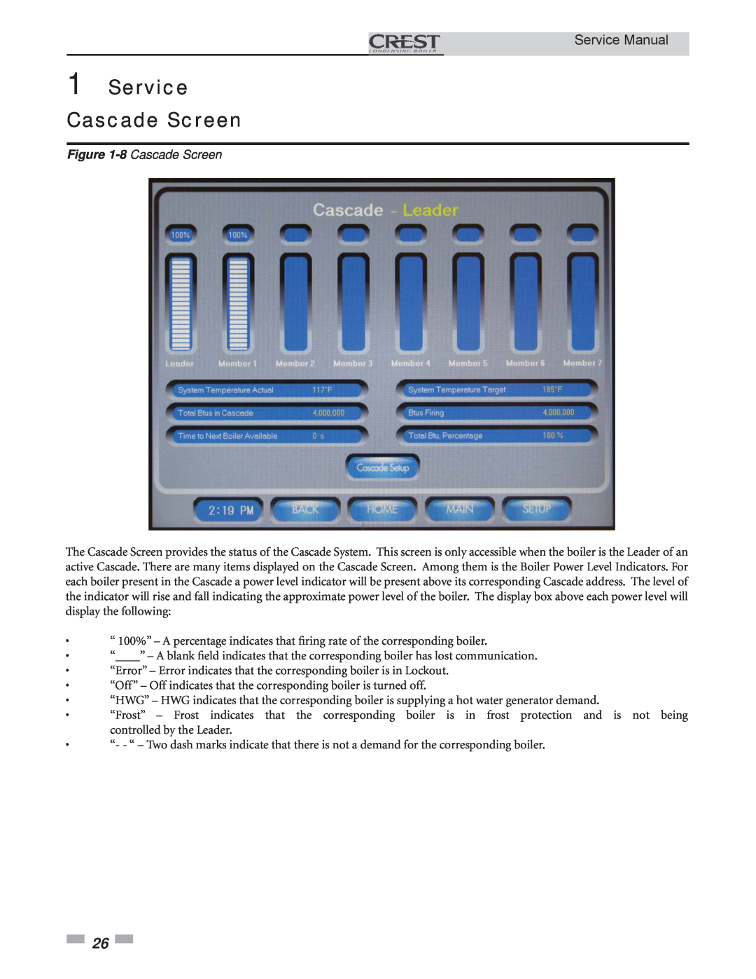 Lochinvar 3.5, 1.5, 2.5 service manual Service Cascade Screen, 8 Cascade Screen 