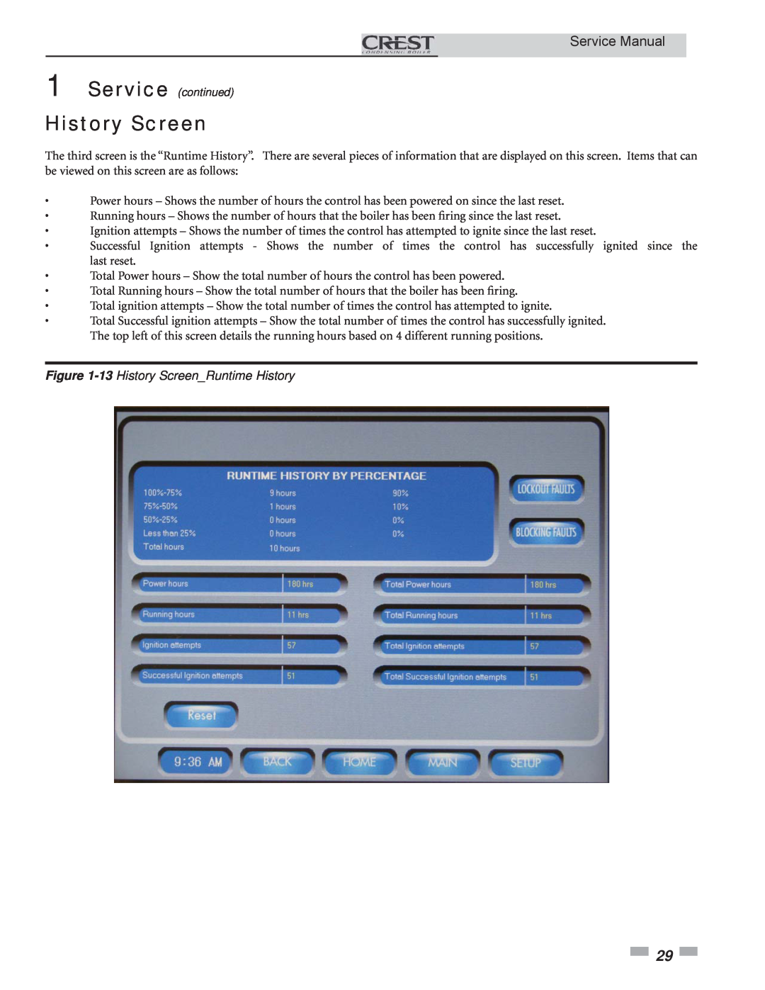Lochinvar 1.5, 3.5, 2.5 service manual 13 History Screen Runtime History 