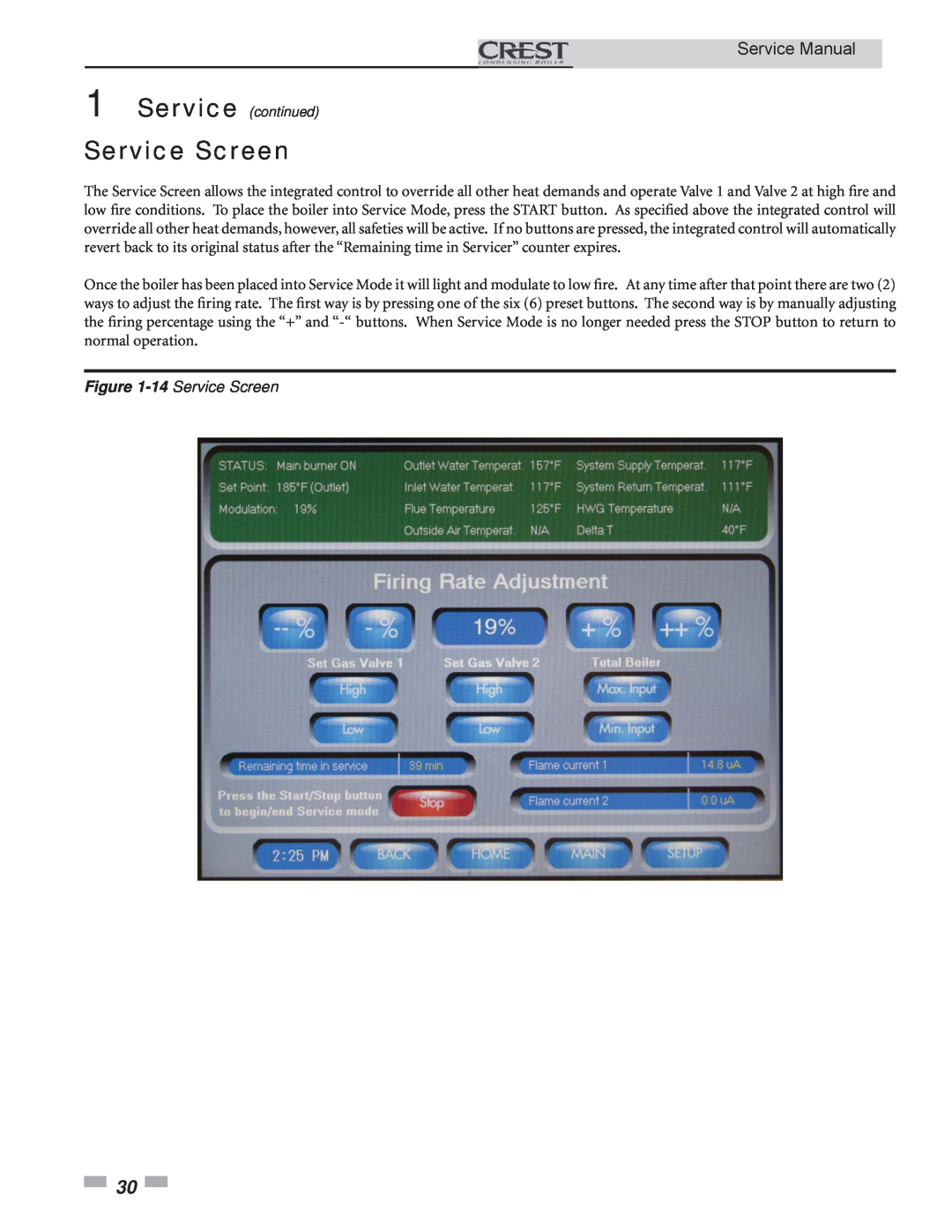 Lochinvar 1.5, 3.5, 2.5 service manual 14 Service Screen 