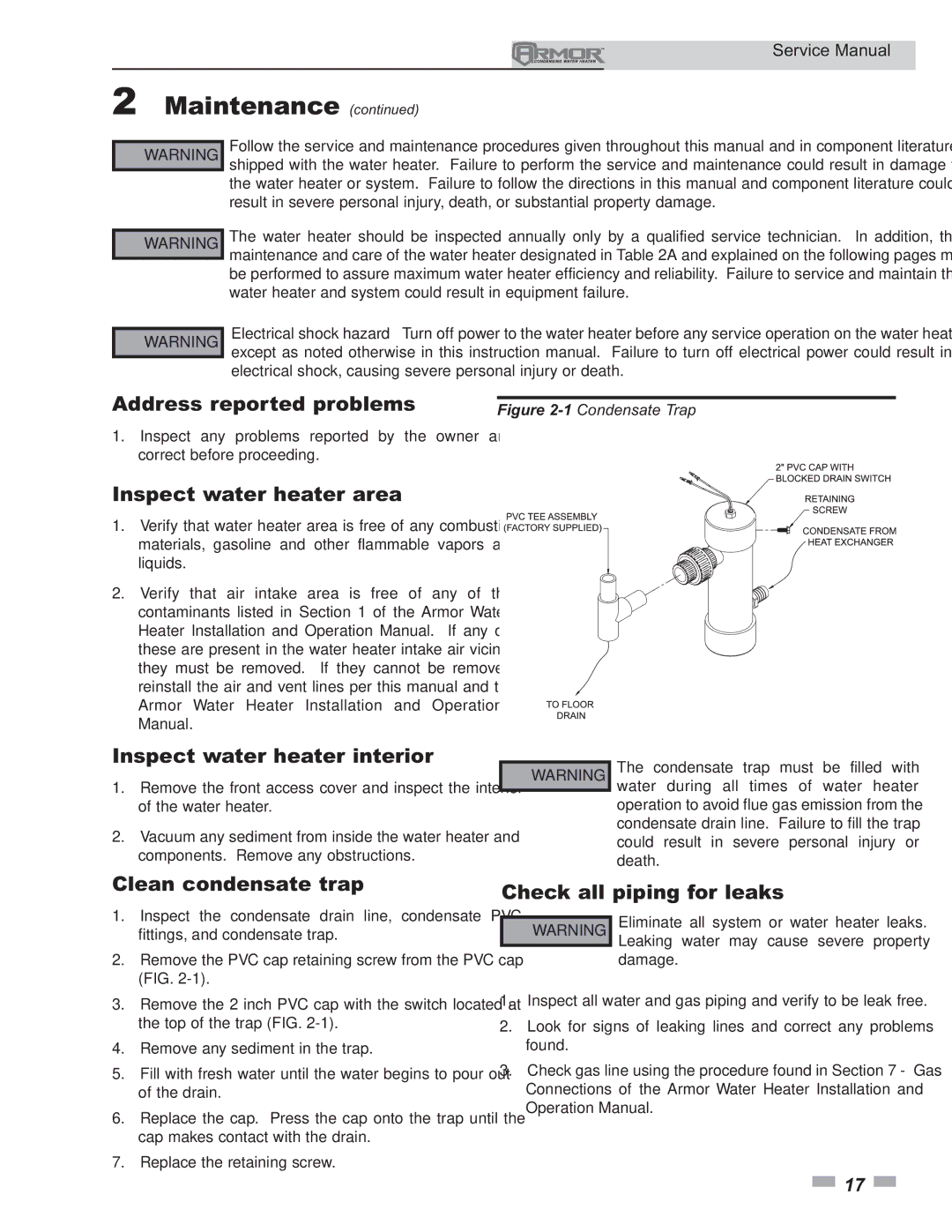 Lochinvar 150 - 500 service manual Maintenance 