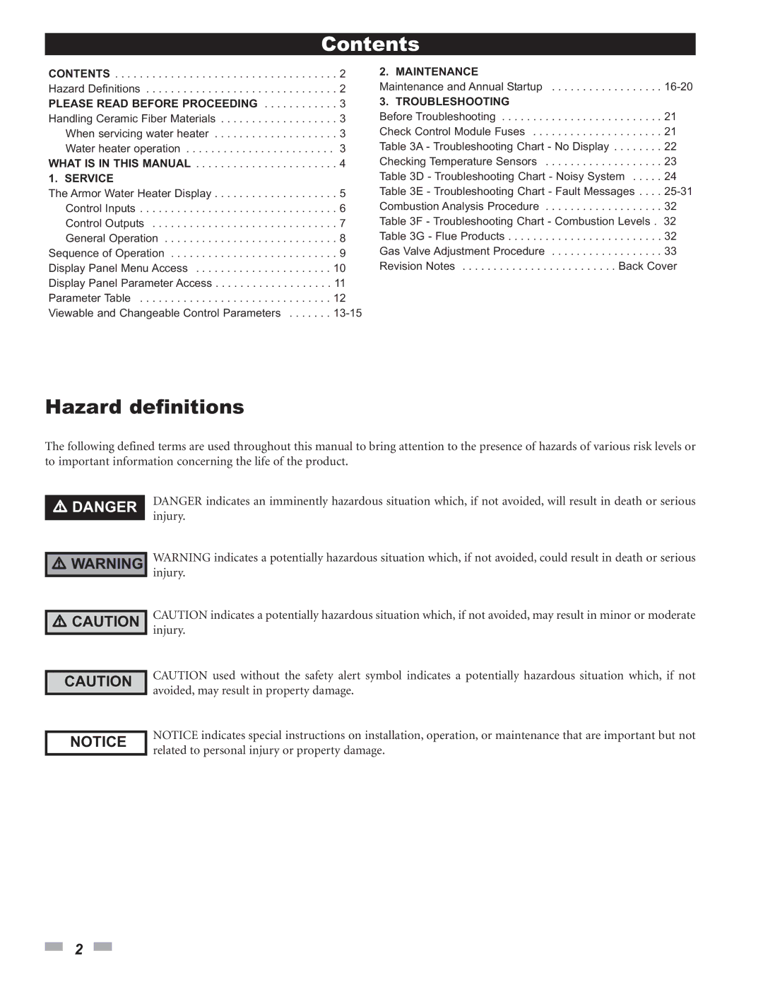 Lochinvar 150 - 500 service manual Contents 