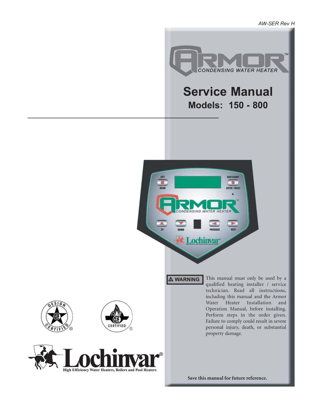 Lochinvar 150 - 800 service manual Models 150 