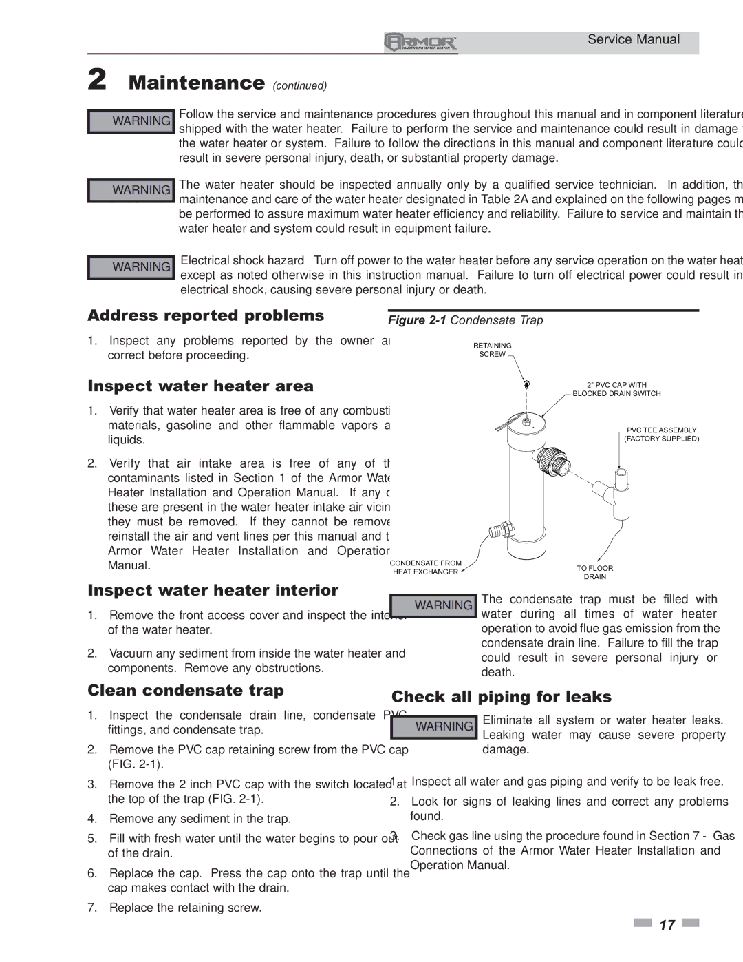 Lochinvar 150 - 800 service manual Maintenance 