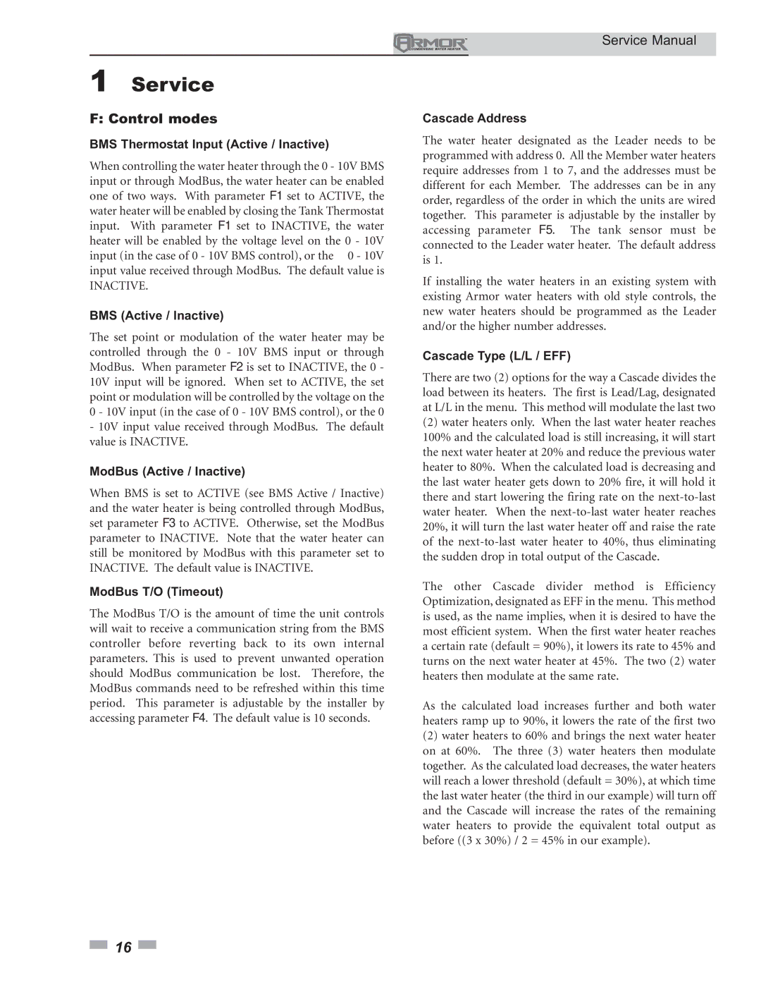 Lochinvar 151 - 801 service manual Control modes 