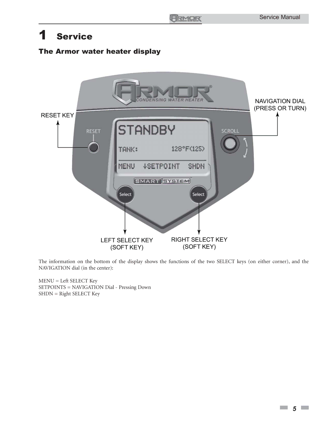 Lochinvar 151 - 801 service manual Service, Armor water heater display 