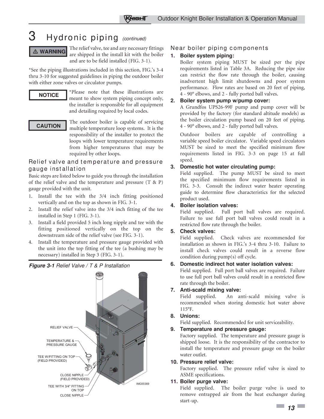 Lochinvar 151-286 operation manual Near boiler piping components 