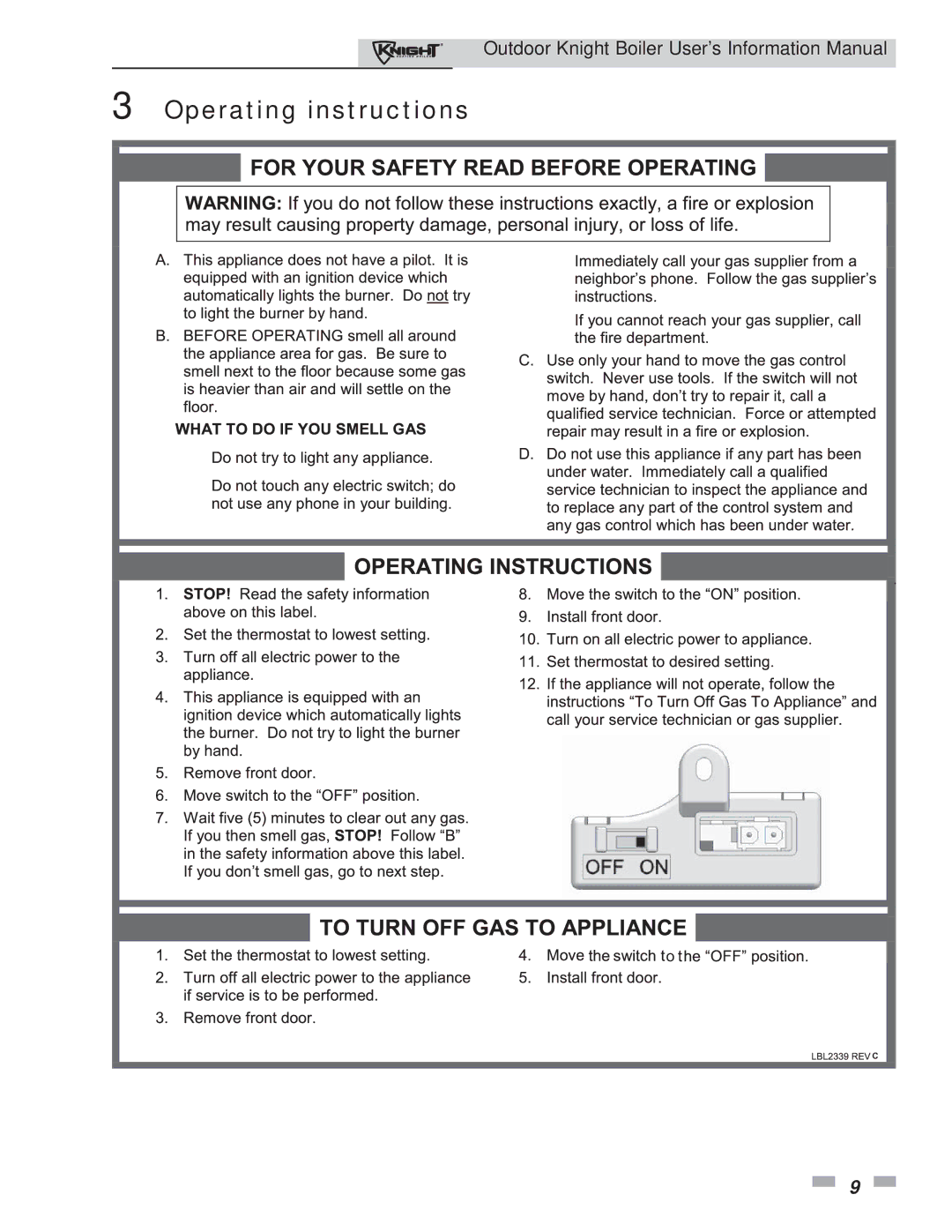 Lochinvar 286, 151 manual Operating instructions 